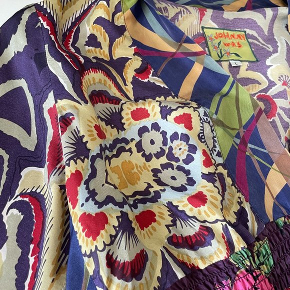 Johnny Was 100% silk floral print smock waist tunic top L - Picture 8 of 10